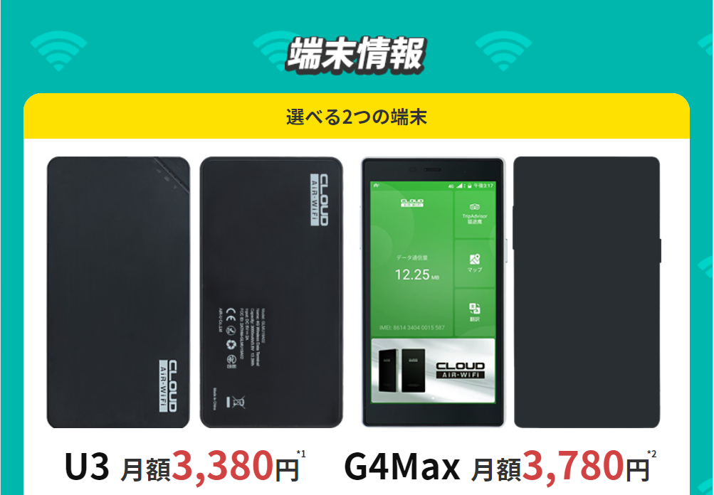 クイックWiFiの料金プラン